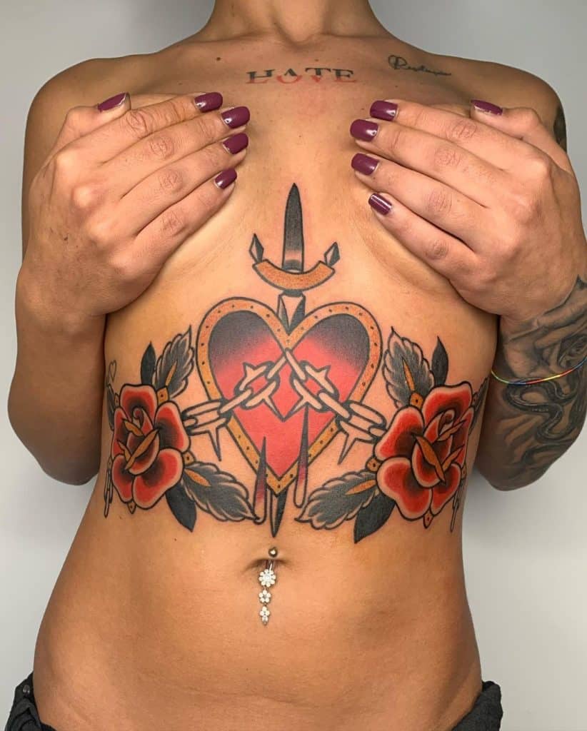 tatuajes abdomen neotradicional