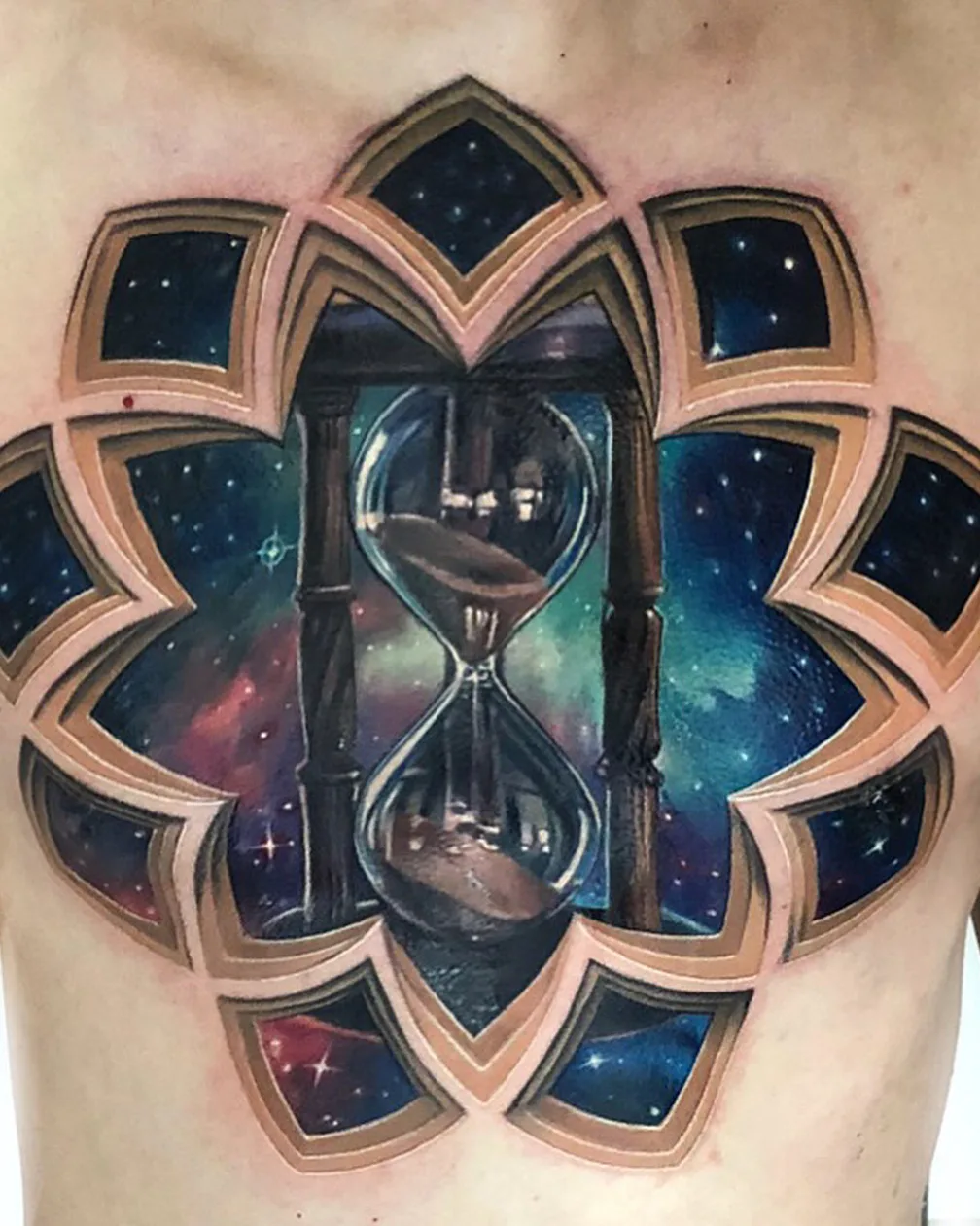 tatuaje reloj de arena realista